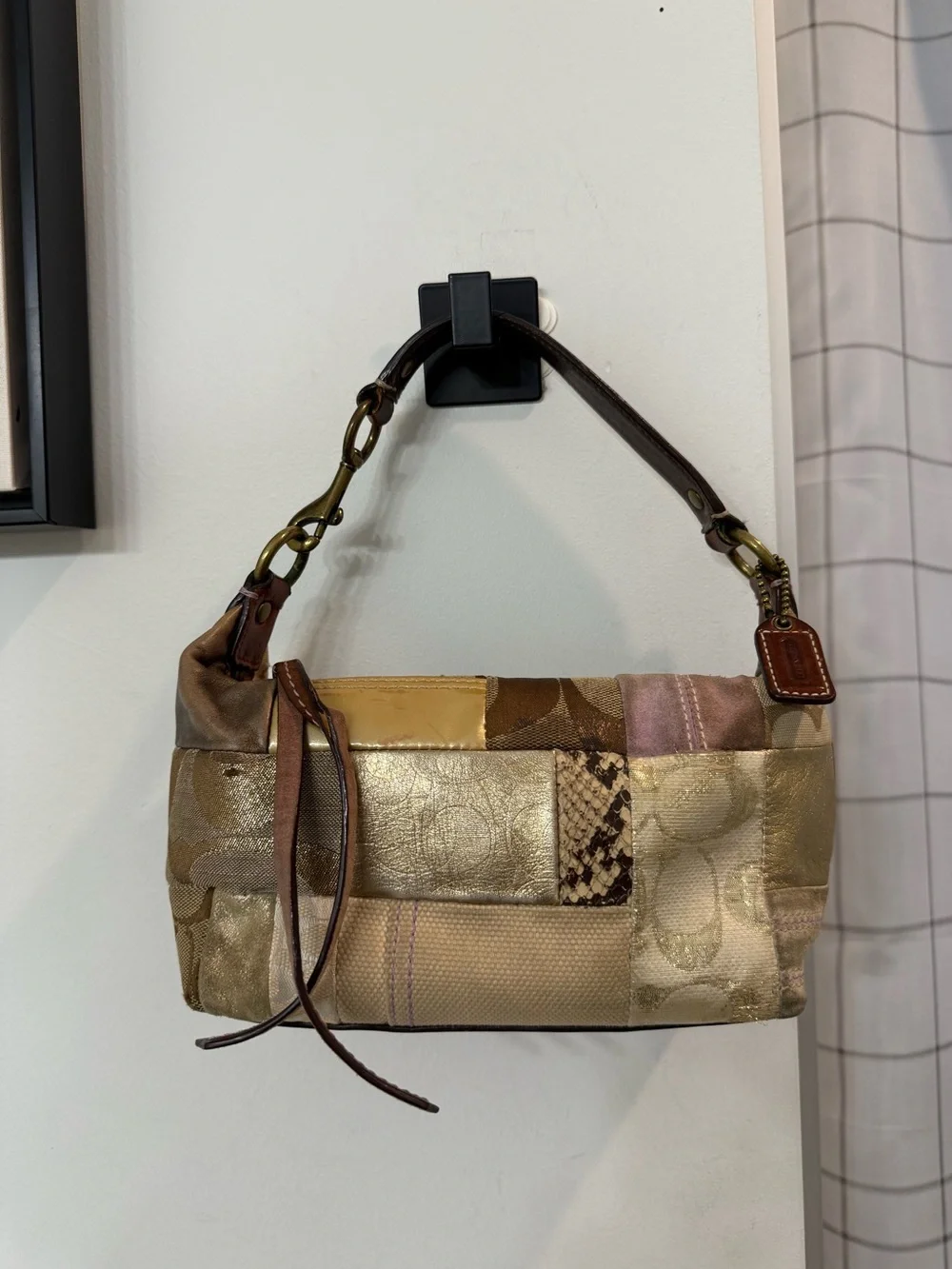 ULTRA RARE! Coach (2006) Holiday Patchwork Signature Baguette Shoulder Bag